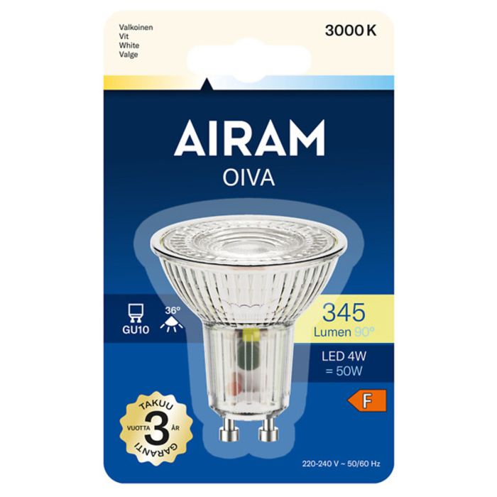 AIRAM LED OIVA KOHDELAMPPU PAR16 FG 4W GU10 3000K 36 390LM 730