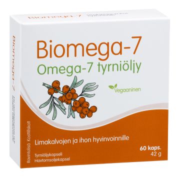 BIOMEGA-7 KYLMÄPURISTETTU TYRNIÖLJYKAPSELI 60 KPL