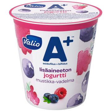 VALIO A+ JOGURTTI MUSTIKKA-VADELMA LISÄINEETON LAKTON 150 G