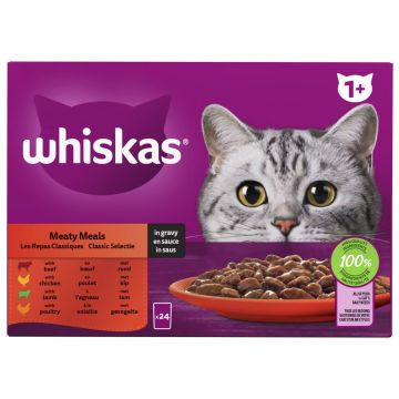 WHISKAS 1+ PERINTEISET ATERIAT KASTIKKEESSA 24*85G 2,04 KG