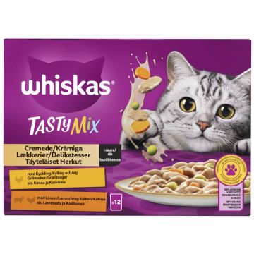 WHISKAS 1+ TASTY MIX TÄYTELÄISET HERKUT 12*85G 1,02 KG