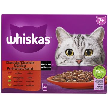 WHISKAS 7+ PERINTEISET ATERIAT KASTIKKEESSA 12*85G 1,02 KG