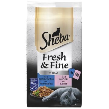 SHEBA ANNOSP. FRESH&FINE 6*50G KALALAJITELMA HYYTELÖSSÄ MSC 300 G