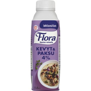 FLORA RUOKA KEVYT JA PAKSU 4% LAKTON 250 ML