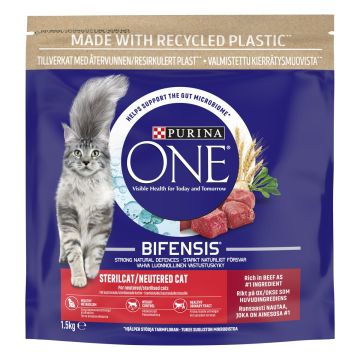 PURINA ONE KISSAN TÄYSRAVINTO SERILCAT NAUTAA JA VEHNÄÄ 1,5 KG