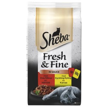 SHEBA ANNOSP. FRESH&FINE 6*50G SEKOITUS HÄRKÄÄ JA KANAA KASTIKK 30