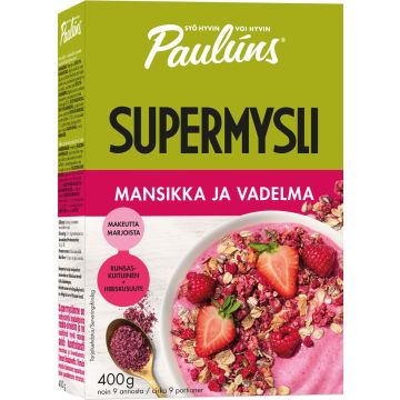 PAULÚNS SUPERMYSLI MANSIKKA JA VADELMA 400 G