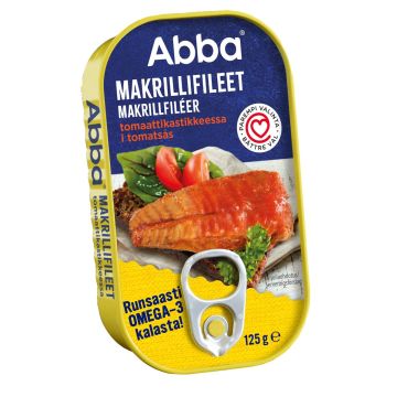 ABBA MAKRILLIFILEET TOMAATTI- KASTIKKEESSA MSC 125 G