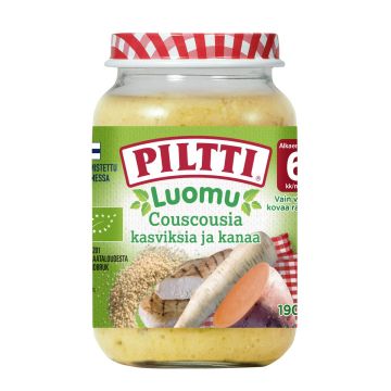 PILTTI COUSCOUSIA, KASVIKSIA JA KANAA LUOMU LASTENATERIA 6KK 190 G