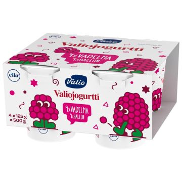 VALIO PLAY JOGURTTI 4*125G VADELMA LAKTON 500 G