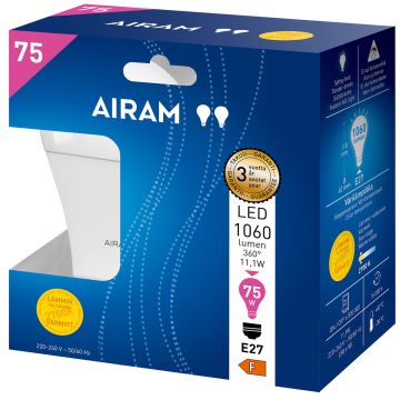 AIRAM LED VAKIOLAMPPU OPAALI 10,5W E27 1060 LM, 15 000H 2 KPL