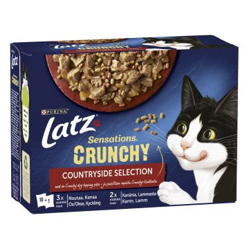 PURINA LATZ SENSATIONS CRUNCHY COUNTRYSIDE LAJ HYYT 10*85G+40G 890