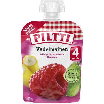 PILTTI VADELMAINEN HEDELMÄSOSE 4KK ANNOSPUSSI 90 G