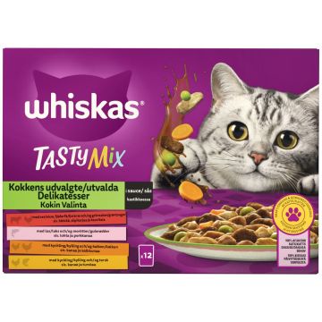 WHISKAS 1+ TASTY MIX KOKIN VALINTA KASTIKKEESSA 12*85G 1,02 KG