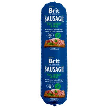 BRIT PREMIUM SAUSAGE TURKEY & PEAS 800 G