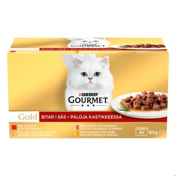 PURINA GOURMET GOLD MINITÖLKIT KASTIKELAJ 4*85G 340 G