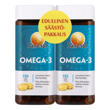 SANA-SOL OMEGA-3 TUPLAPAKKAUS 2*150KPL 300 KPL