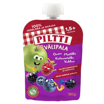 PILTTI ISO VÄLIPALA OMENA-MUSTIKKA- KARHUNVATUKKA-VADELMA 150 G