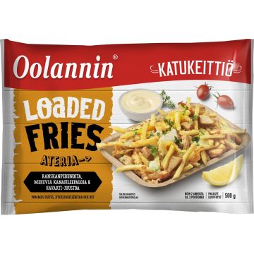 OOLANNIN KATUKEITTIÖ LOADED FRIES JUUSTOINEN KANA-ATERIA 500 G