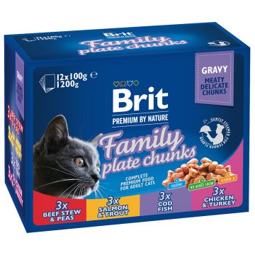 BRIT PREMIUM CAT ANNOSP. ADULT FAMILY PLATE CHUNKS 12*100G 1,2 KG