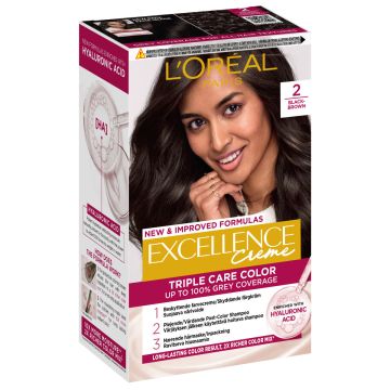 LOREAL EXCELLENCE CREME 2 BLACK BROWN MUSTANRUSKEA KESTOVÄRI