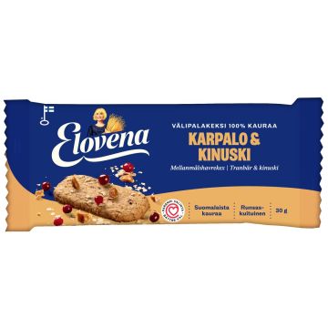 ELOVENA KARPALO-KINUSKI VÄLIPALAKEKSI 100% KAURAA 30 G