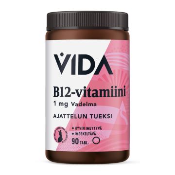 VIDA B12-VITAMIINI 1MG IMESKELTÄVÄ VADELMA 90 KPL