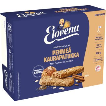 ELOVENA KORVAPUUSTINMAKUINEN PEHMEÄ KAURAPATUKKA 6-PACK 180 G