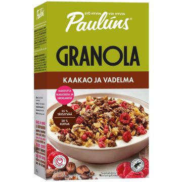 PAULÚNS GRANOLA KAAKAO JA VADELMA MUROMYSLI 450 G