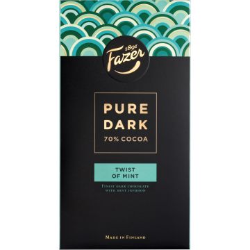 FAZER PURE DARK 70% TWIST OF MINT TUMMA SUKLAALEVY 95 G