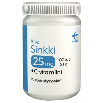 VIRE SINKKI 25MG + C-VITAMIINI 100 KPL