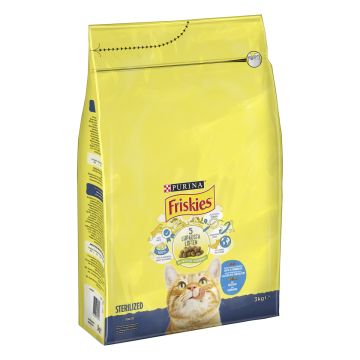 PURINA FRISKIES KISSAN TÄYSRAVINTO STERILIZED LOHI-KASVIS 3 KG