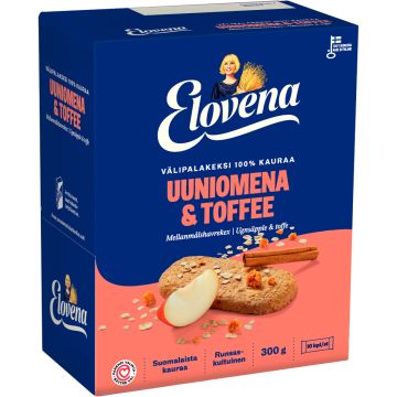 ELOVENA UUNIOMENA&TOFFEE VÄLIPALAKEKSI 100% KAURAA 10KPL 300