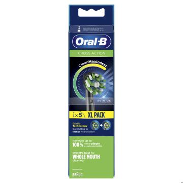 ORAL-B CROSSACTION -VAIHTOHARJA MUSTA, 5KPL, CLEANMAXIMISER-TEK