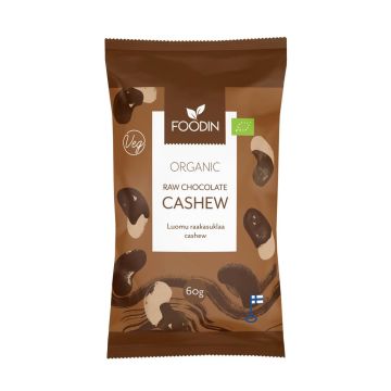 FOODIN RAAKASUKLAAKUORRUTETTU CASHEW, LUOMU, RAAKA 60G 60 G