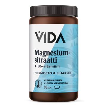 VIDA MAGNESIUMSITRAATTI + B6 PITKÄVAIKUTTEINEN 90 KPL