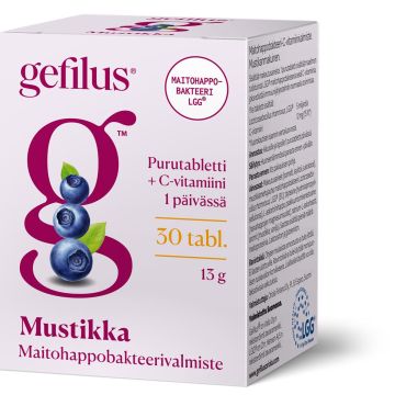 GEFILUS MUSTIKKA PURUTABLETTI 30 KPL