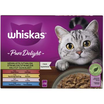 WHISKAS 1+ PURE DELIGHT SUOSIKIT LAJITELMA HYYTELÖSSÄ 12*85G 1,02 KG