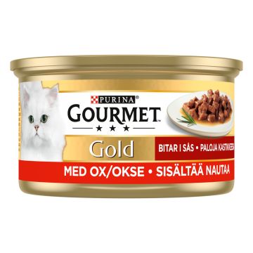 PURINA GOURMET GOLD MINITÖLKIT NAUDANLIHAA KASTIKKEESSA 85 G