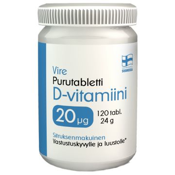 VIRE D3-VITAMIINI 20MIKROGR. PURUTAB SITRUUNA 120 KPL