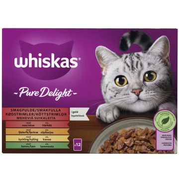 WHISKAS 1+ PURE DELIGHT PERINTEISET ATERIAT HYYTELÖSSÄ 12*8