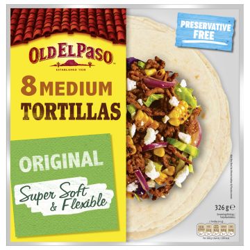 OLD EL PASO FLOUR TORTILLAS MEDIUM 8KPL 326 G