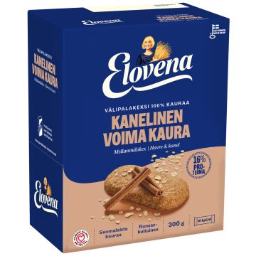 ELOVENA KANELINEN VOIMAKAURA VÄLIPALAKEKSI 100% KAURAA 10KPL 300