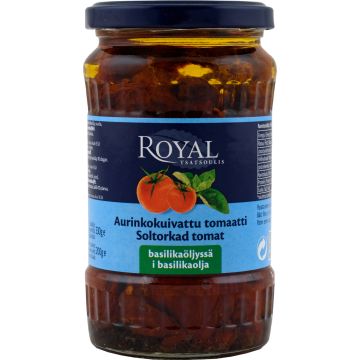 ROYAL AURINKOKUIVATTU TOMAATTI BASILIKAÖLJYSSÄ 200 G