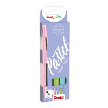 PENTEL BRUSH SIGN PEN PASTEL 4 KPL SIVELLINKÄRKI