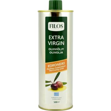 FILOS EKSTRA-NEITSYTOLIIVIÖLJY KORONEIKI PELTI 500 ML