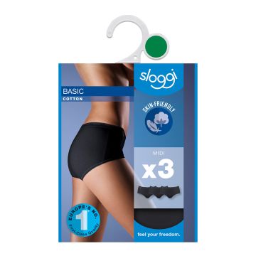 SLOGGI BASIC H MIDI 3-PACK 38 MUSTA