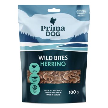 PRIMADOG WILD BITES SILLI JA MAUSTENEILIKKA RAPEA 100 G