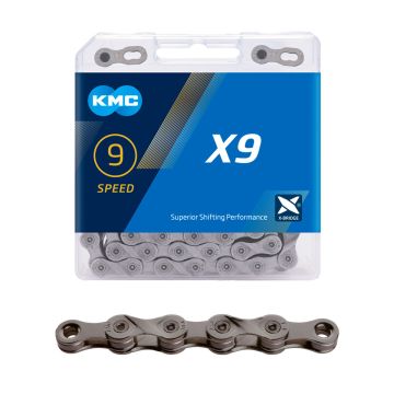 KMC KETJU 9-V KMC X9 GREY, 1/2 X 11/128", 114L