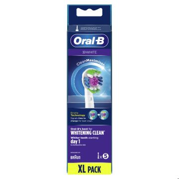 ORAL-B 3D WHITE VAIHTOHARJA 5 KPL, CLEANMAXIMISER-TEKNIIKALLA